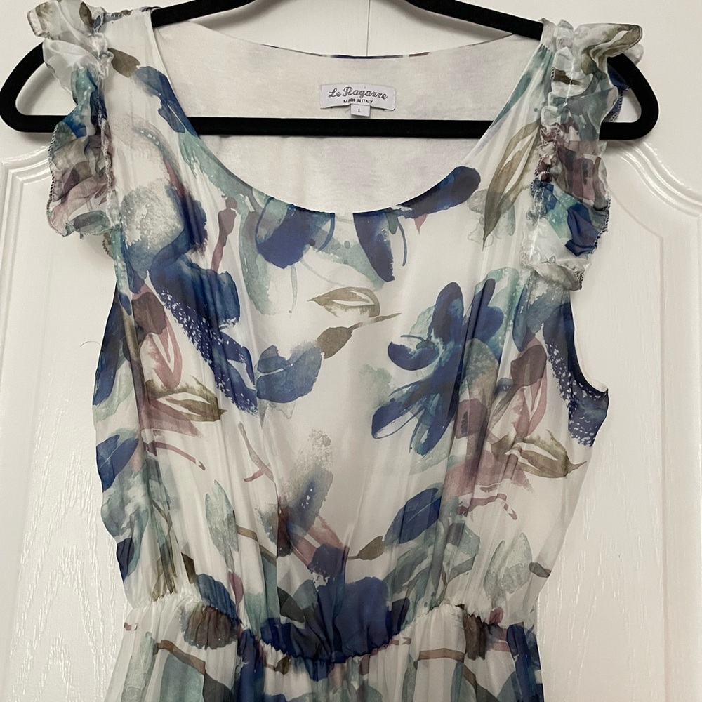 Le Raganne Blue and White Scoop Neck Maxi Sundress - Picture 3 of 11